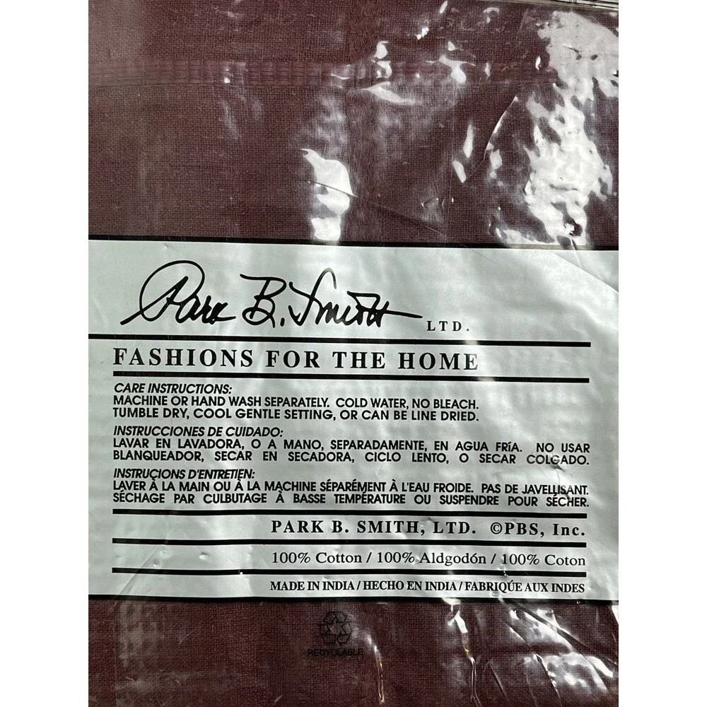 NIP Park B. Smith Classic‎ Square Wine Shower Curtain Cotton Made In India